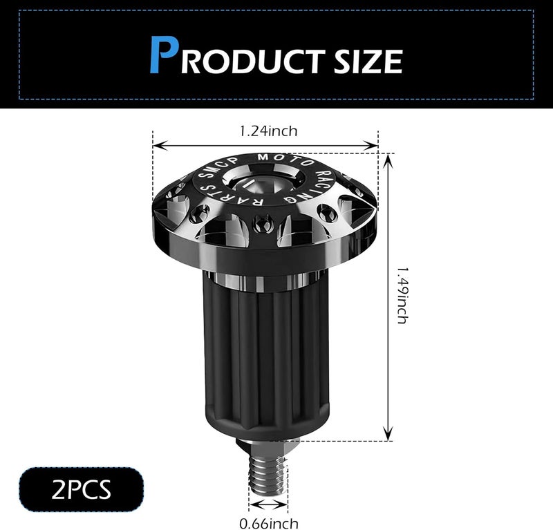 Merdege 2 PCS Motorcycle Bar End Plug, Aluminum Alloy Handlebar Grip End Caps for Electric Car Scooters, Off-Road Motorcycles (Black) - Image 2